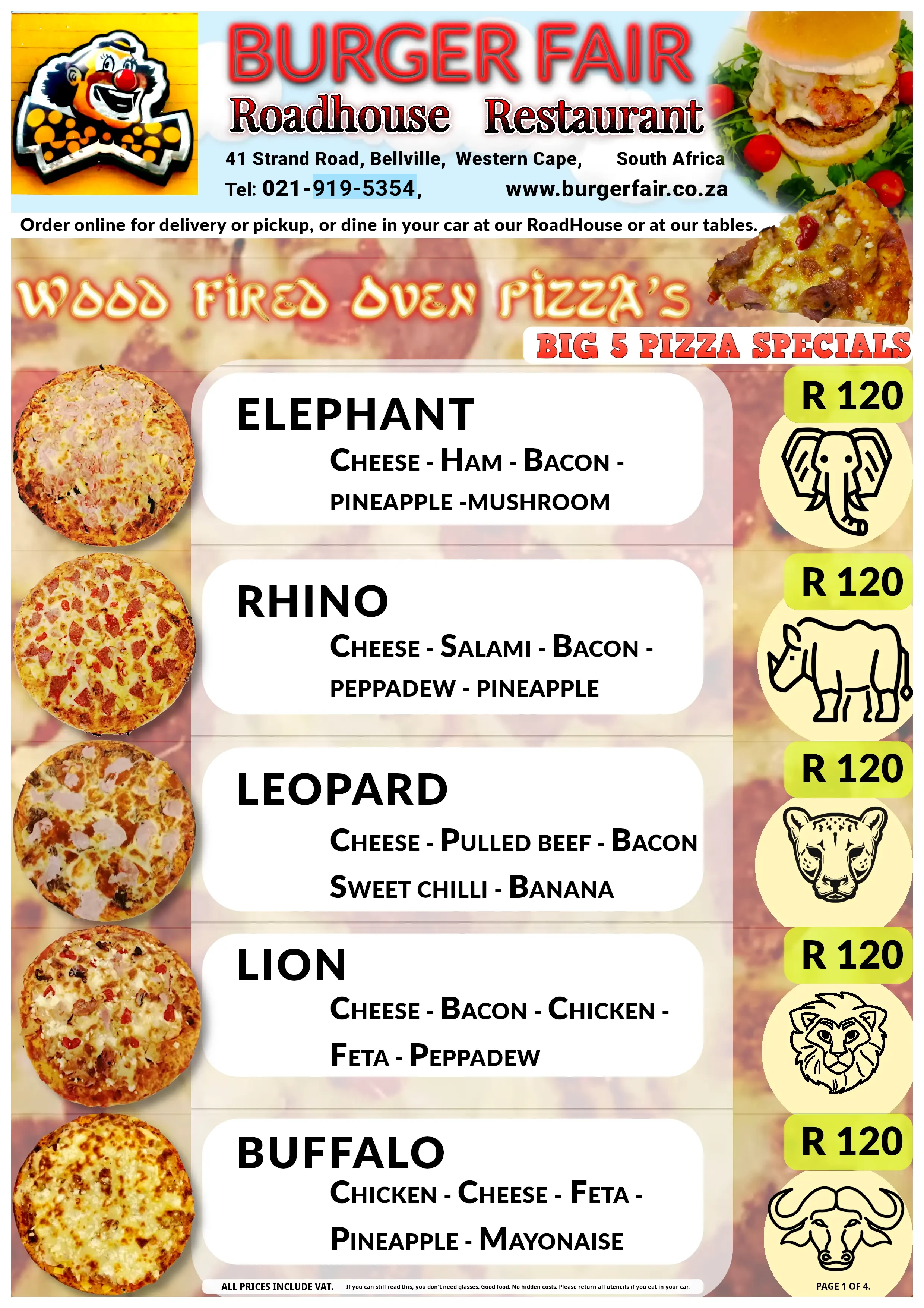 Big 5 Pizza Specials